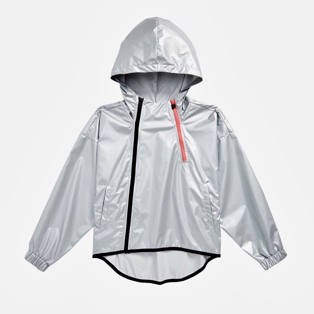 Metallic silver Zella windbreaker raincoat